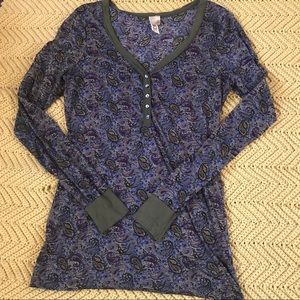 Sheer, long sleeve paisley floral long sleeve top